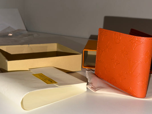 Louis Vuitton Slender Wallet in orange Taurillon leather from the Virgil Abloh collection