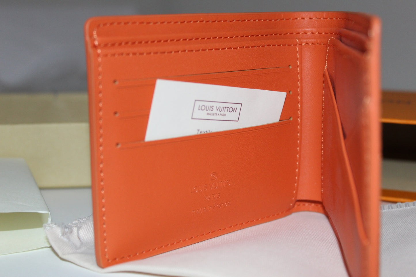Louis Vuitton Slender Wallet in orange Taurillon leather from the Virgil Abloh collection