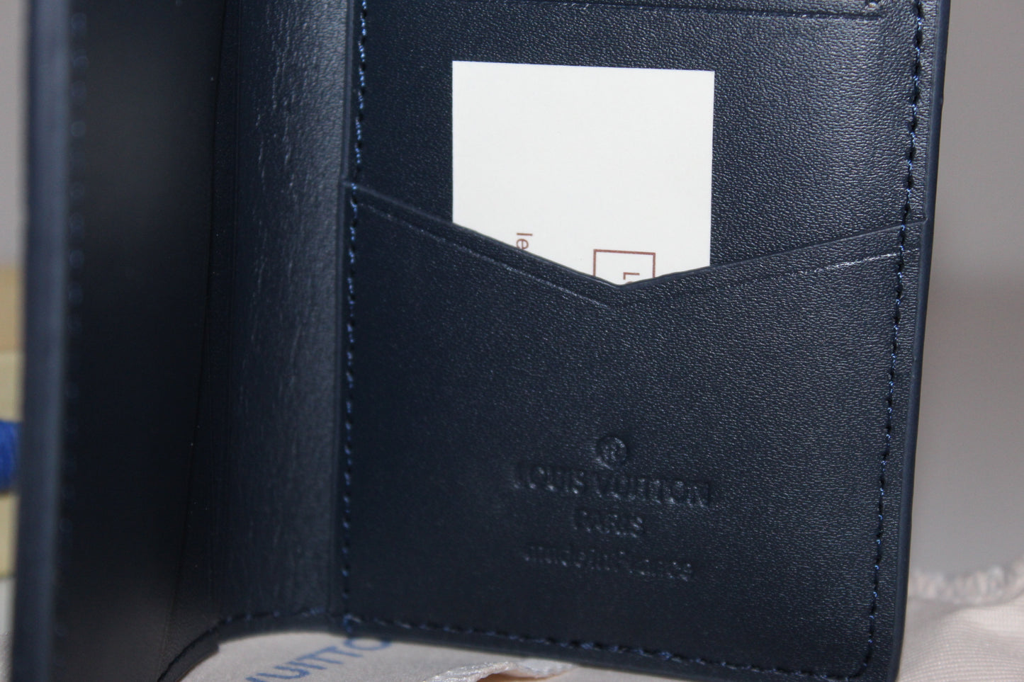 Louis Vuitton Grained Calfskin Aerogram Pocket Organizer in Atlantic Blue